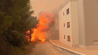  A house on fire in Croatia