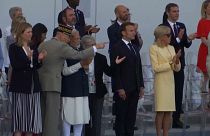 Премьер Индии Нарендра Моди и президент Франции Эммануэль Макрон на параде в честь Дня взятия Бастилии