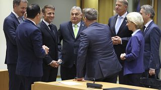 Orbán Viktor miniszterelnök uniós vezetők társaságában, Brüsszel, 2023. június 30.