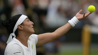 لاعبة التنس التونسية أُنس جابر في بطولة ويمبلدون، لندن، 15 يوليو 2023