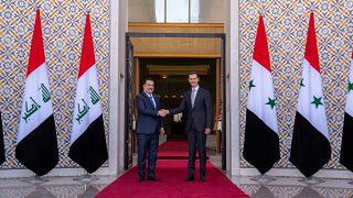الرئيس السوري بشار الأسد يستقبل رئيس الوزراء العراقي محمد شياع السوداني في دمشق 16/07/2023
