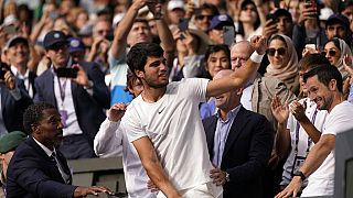 Carlos Alcaraz nach seinem Sieg im Wimbledonfinale am 16 Juli 2023