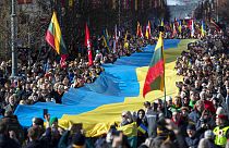 A celebration of Lithuania's independence in Vilnius, Lithuania, Friday, March 11, 2022.