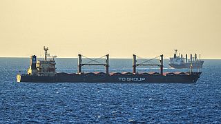 Navio de transporte de cereais ancorado no Mar Negro, em Istambul
