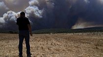 Incendie à Inoi à une cinquantaine de kilomètres au nord d'Athènes