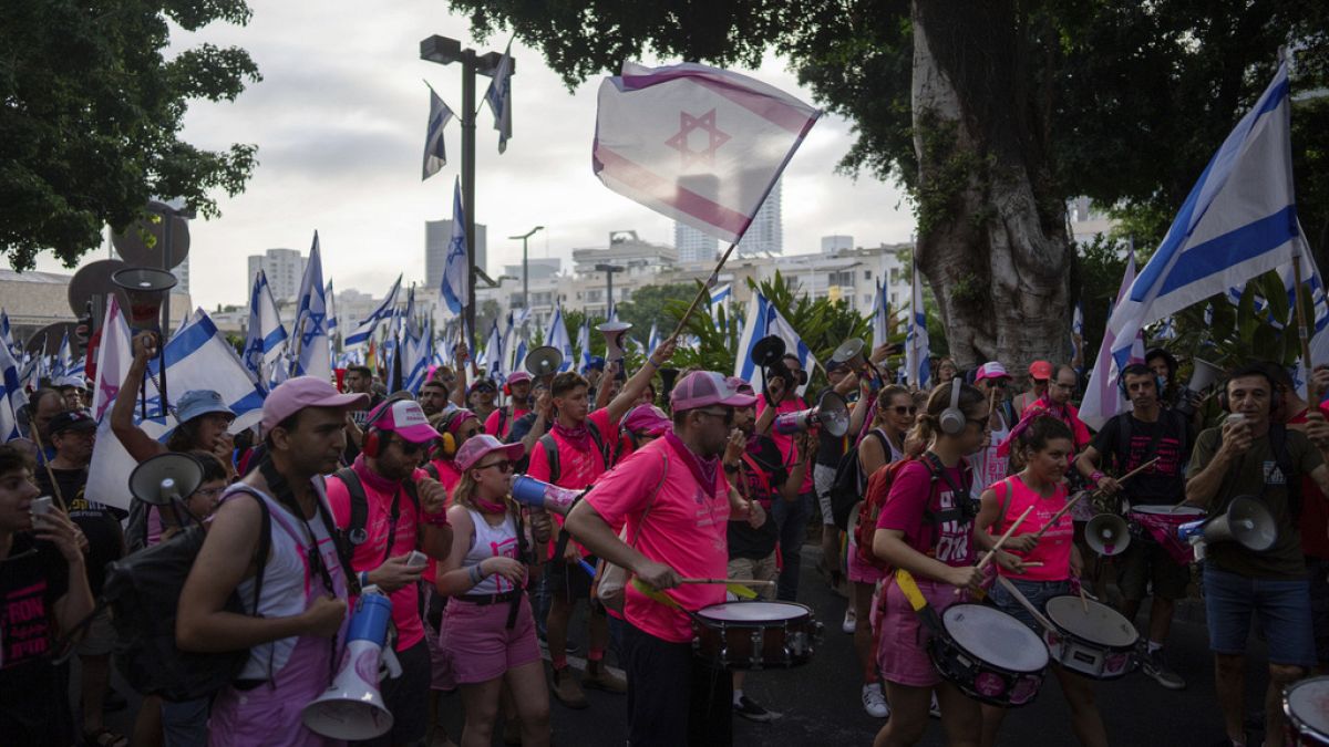 Israelis protest in Tel Aviv against government plans to overhaul the judicial system 