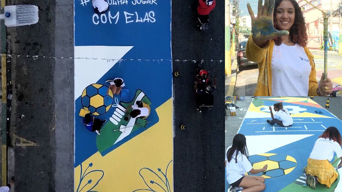 “Our goal here is to inspire people with the spirit of unity that the World Cup has, that Brazilians have.." says Andressa de Assis, 24 years old, visual artist.  