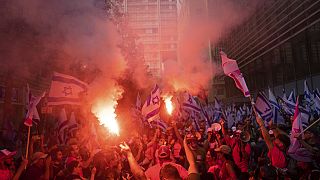 Israelitas protestam contra a reforma do Sistema Judicial, em Telavive