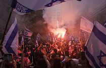 Israelis protest against plans by Prime Minister Benjamin Netanyahu's government to overhaul the judicial system in Tel Aviv, Israel, Tuesday, July 18, 2023.