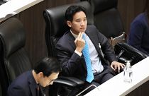 Pita Limjaroenrat sitting in the Thai parliament