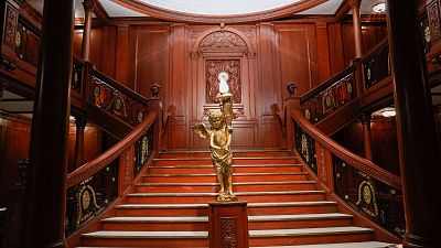 A replica of the Grand Staircase of the first class section of the Titanic liner.