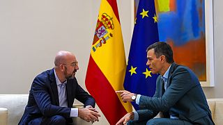Encontro entre o presidente do Conselho Europeu, Charles Michel, e o primeiro-ministro espanhol Pedro Sánchez em Madrid (2 de julho)