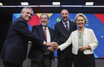 Los líderes de Argentina, San Vicente y las Granadinas, el Consejo Europeo y la Comisión Europea.