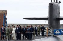 یون سوک یول، رئیس جمهوری کره جنوبی در جریان بازدید روز گذشته از زیردریایی اتمی کلاس اوهایو