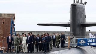 یون سوک یول، رئیس جمهوری کره جنوبی در جریان بازدید روز گذشته از زیردریایی اتمی کلاس اوهایو
