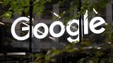 The Google logo is displayed at their offices, in 2018, in London