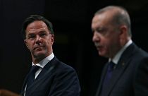 Cumhurbaşkanı Recep Tayyip Erdoğan (sağ), Hollanda Başbakanı Mark Rutte (2 Mart 2022) 