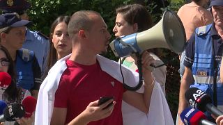 Protesta de estudiantes de medicina en Albania.