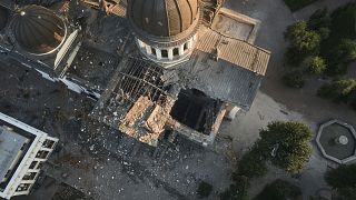 Die teilweise zerstörte Verklärungskathedrale in Odessa