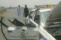 خودروی گشت پلیس راهی در سیستان و بلوچستان که بعدازظهر امروز مورد حمله قرار گرفت