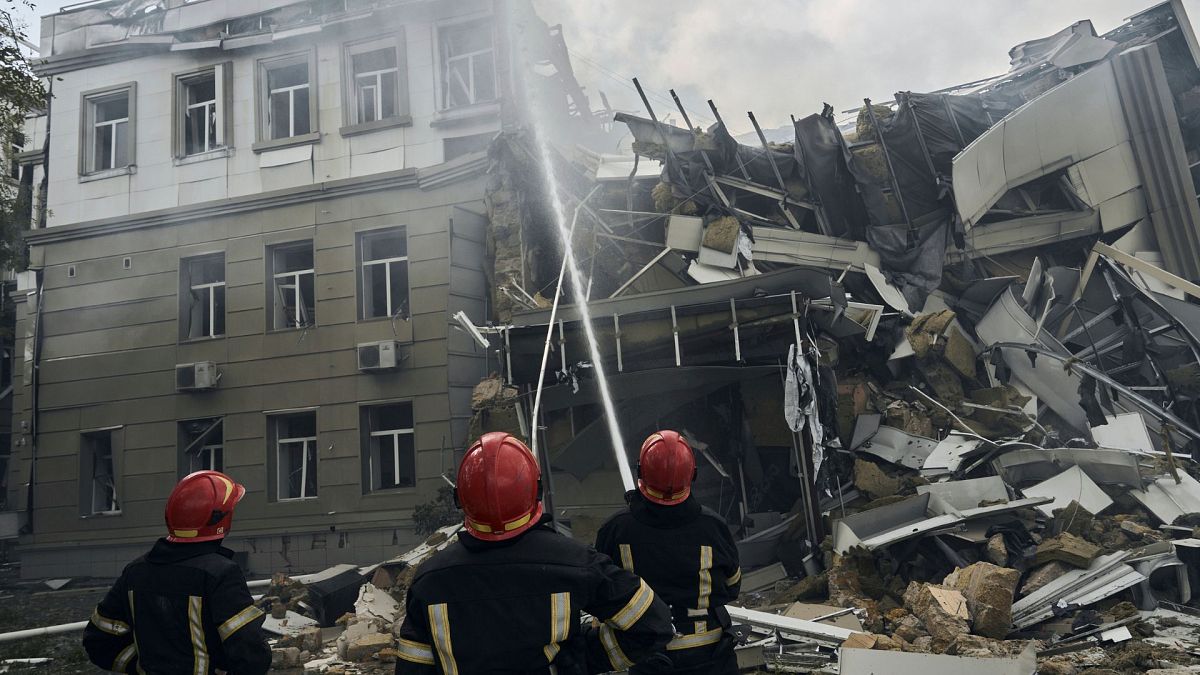 یک ساختمان ویران شده پس از حمله روسیه در اودسا،  ۲۰ ژوئیه ۲۰۲۳