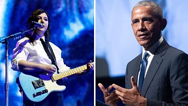 Boygenius member Lucy Dacus (left) called Barack Obama a "war criminal"