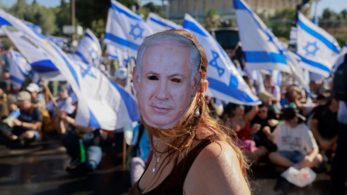 İsrail'deki protestolardan bir kare