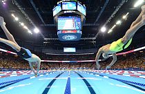 Pace Clark és Micahel Phelps egy úszóversenyen 2016-ban 
