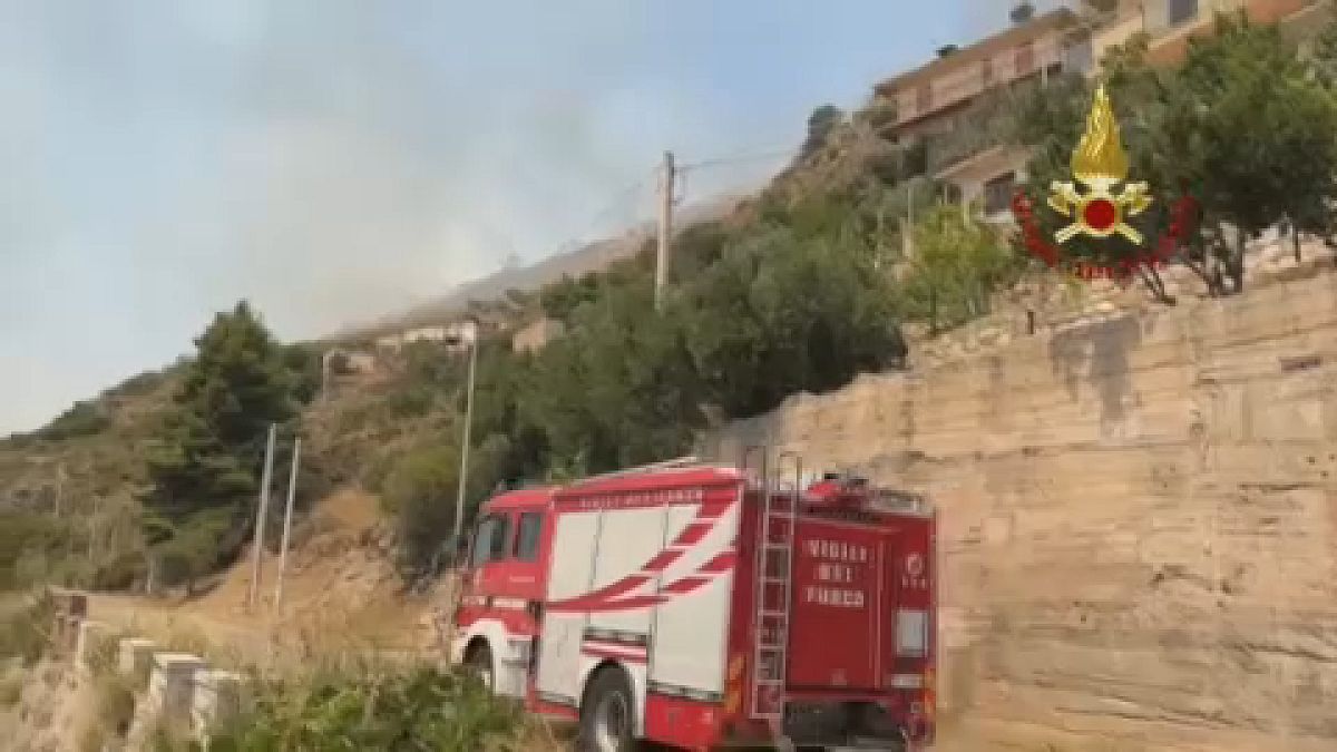 Firefighters in Sicily have been stretched to the limit dealing with over 40 blazes