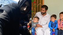 محمد نعيم وأبنائه وصورة له خلال رحلة الهجرة
