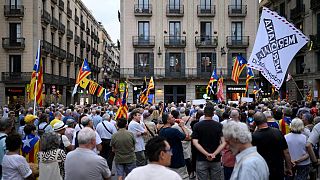 Un rassemblement à l'initiative de l'Assemblée nationale catalane, dans les rues de Barcelone, le 24 juillet 2023.
