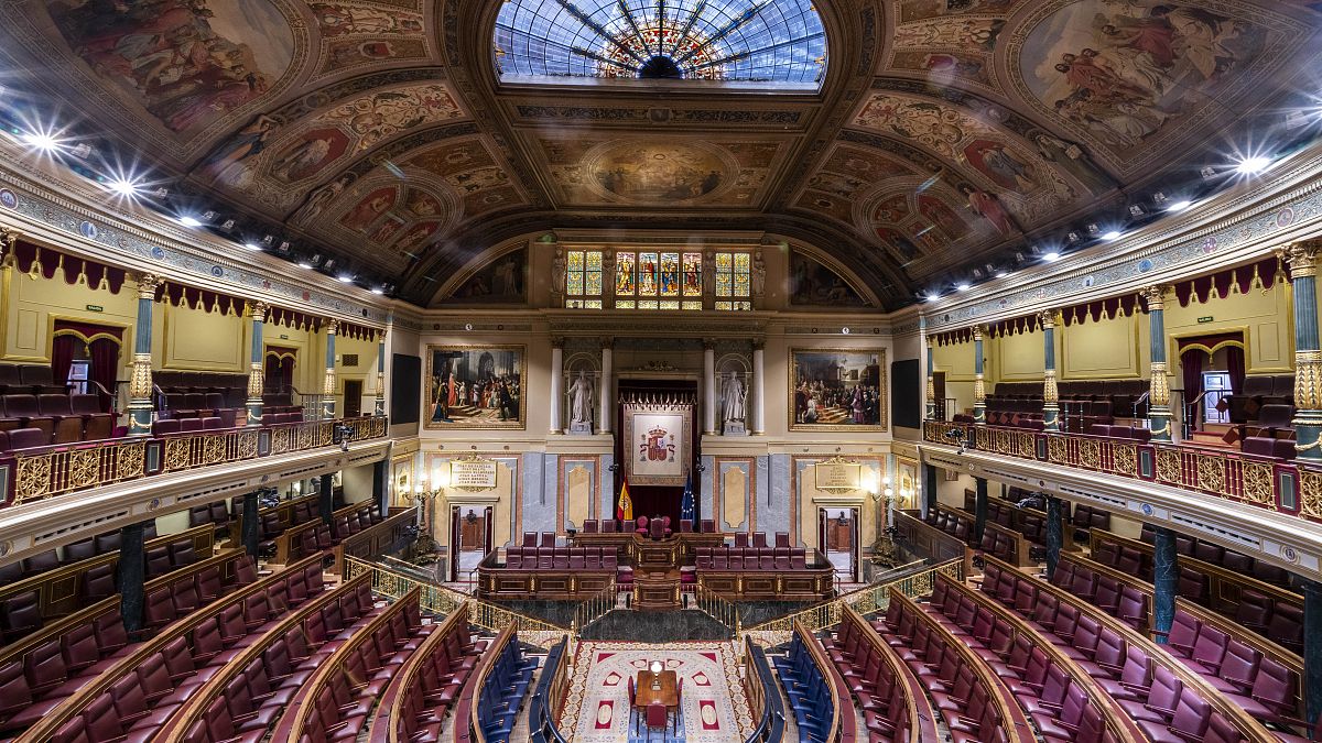 Plenarsaal des spanischen Parlaments in Madrid