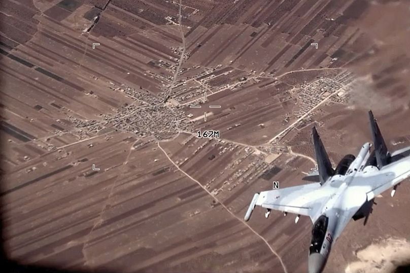 A Russian Su-35 flies near a US Air Force MQ-9 Reaper drone over Syria, July 2023