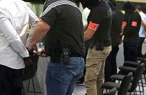 متهمین حمله تروریستی بلژیک در سال ۲۰۱۶ در دادگاهی در بروکسل، ژوئیه ۲۰۲۳