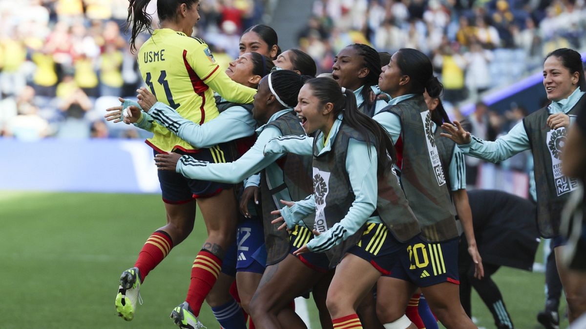 La joie des Colombiennes après un pénalty contre la Corée du Sud, mardi à Sydney.