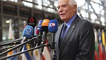 Josep Borrell, responsable de la politique étrangère de l'Union européenne, s'adresse aux médias.
