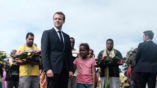 Emmanuel Macron numa visita à Nova Caledónia, em 2018