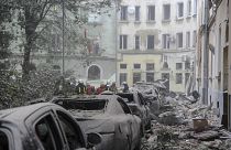 Destrozos tras el bombardeo ruso