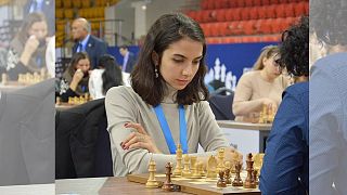سارا خادم‌الشریعه در مسابقات شطرنج سریع در کشور قزاقستان.