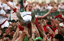 Woman crowd surfing at the Bayonne festival