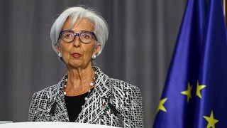 European Central Bank president Christine Lagarde delivers a speech during a ceremony to celebrate the 25th anniversary of the European Central Bank, in Frankfurt, Germany,.