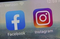 This photo shows the mobile phone app logos for, from left, Facebook and Instagram