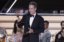 Matthew Macfadyen accepts the Emmy for outstanding supporting actor in a drama series for "Succession" at the 74th Primetime Emmy Awards on Monday, Sept. 12, 2022