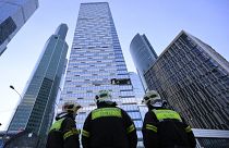 Последствия попадания беспилотника в бизнес-центр на территории Москва-сити