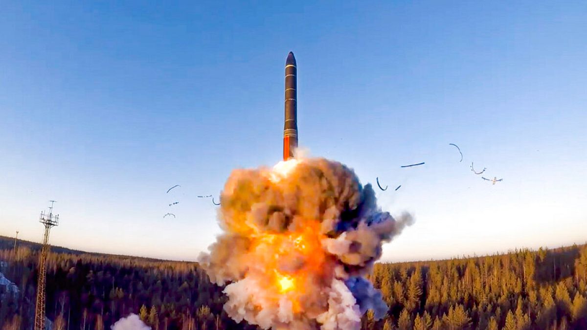 Russian Defense Ministry Press Service, on Wednesday, Dec. 9, 2020, a rocket launches from missile system as part of drills.