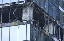 Un edificio de Moscú, dañado por un ataque con drones ucranianos, el 30 de julio de 2023