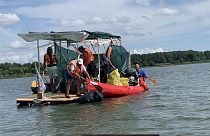 Hulladékgyűjtés a Tisza-tavon Kiskörénél, 2023. július 31-én