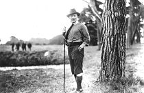 Lord Robert Baden-Powell on Brownsea Island during his experimental camp in August, 1907