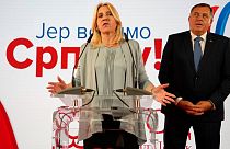 Bosna-Hersek Cumhurbaşkanlığı Konseyi'nin Sırp üyesi Zeljka Cvijanoviç ve Bosna Sırp Cumhuriyeti Devlet Başkanı Milorad Dodik