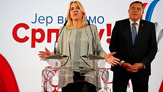 Bosna-Hersek Cumhurbaşkanlığı Konseyi'nin Sırp üyesi Zeljka Cvijanoviç ve Bosna Sırp Cumhuriyeti Devlet Başkanı Milorad Dodik